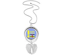 no/no I Am From Central African Republic Pendant Angel Wings Rotating Necklace Jewelry