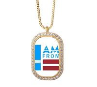 no/no I Am From Latvia Art Deco Fashion Necklace Pendant Diamond Crystal Golden Jewelry