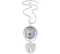 no/no I Am From Liberia Art Deco Fashion Pendant Angel Wings Rotating Necklace Jewelry