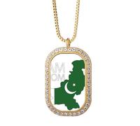 no/no I Am From Pakistan National Flag Country Necklace Pendant Diamond Crystal Golden Jewelry