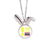 no/no I Am From Thailand Art Deco Fashion Rabbit Necklace Pendant Bunny Animal Jewelry Gift