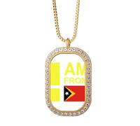 no/no I Am From Timor Leste Art Deco Fashion Necklace Pendant Diamond Crystal Golden Jewelry