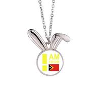 no/no I Am From Timor Leste Art Deco Fashion Rabbit Necklace Pendant Bunny Animal Jewelry Gift