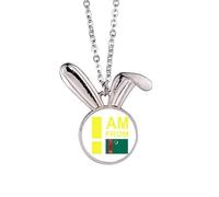 no/no I Am From Turkmenistan Art Deco Fashion Rabbit Necklace Pendant Bunny Animal Jewelry Gift