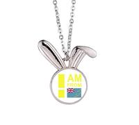 no/no I Am From Tuvalu Art Deco Fashion Rabbit Necklace Pendant Bunny Animal Jewelry Gift