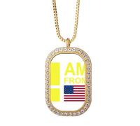 no/no I Am From United States Art Deco Fashion Necklace Pendant Diamond Crystal Golden Jewelry