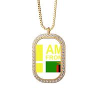 no/no I Am From Zambia Art Deco Fashion Necklace Pendant Diamond Crystal Golden Jewelry