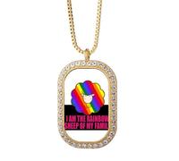 no/no I Am The Rainbow Sheep Of My Faly Necklace Pendant Diamond Crystal Golden Jewelry