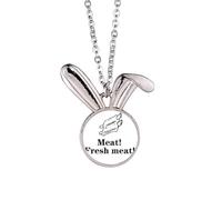 no/no I Love Eating Meat Art Deco Fashion Rabbit Necklace Pendant Bunny Animal Jewelry Gift