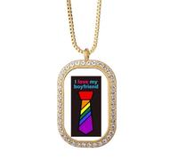 no/no i love my Friend art deco fashion Necklace Pendant Diamond Crystal Golden Jewelry