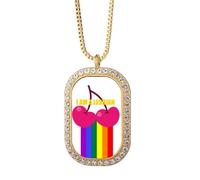 no/no I Support Transgender LGBT Rainbow Necklace Pendant Diamond Crystal Golden Jewelry