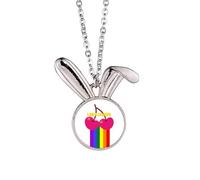 no/no I Support Transgender LGBT Rainbow Rabbit Necklace Pendant Bunny Animal Jewelry Gift