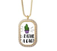 no/no I'd Rather Be A Cactus Cactus Necklace Pendant Diamond Crystal Golden Jewelry