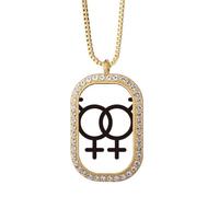 no/no Identifying Rainbow Equality Double-Number Distinction Necklace Pendant Diamond Crystal Golden Jewelry
