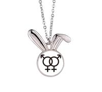 no/no Identifying Rainbow Equality Double-Number Distinction Rabbit Necklace Pendant Bunny Animal Jewelry Gift
