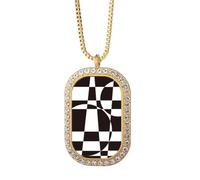 no/no Illusion Line Loop Repeat Stitching Necklace Pendant Diamond Crystal Golden Jewelry