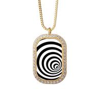 no/no Illusion Line Repeat Circle Necklace Pendant Diamond Crystal Golden Jewelry