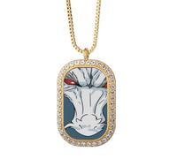 no/no Imperial White Horse Necklace Pendant Diamond Crystal Golden Jewelry