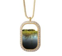 no/no In The Lake Art Deco Fashion Necklace Pendant Diamond Crystal Golden Jewelry