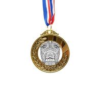 no/no Indian Totem Line Drawing Pole Face Gold Award Winner Medal First Place Ribbon