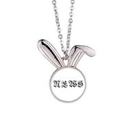 no/no Information News Pattern Text Rabbit Necklace Pendant Bunny Animal Jewelry Gift