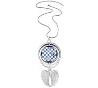 no/no International Chess Composition Tactic Pendant Angel Wings Rotating Necklace Jewelry