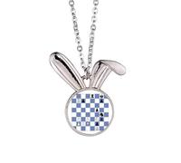 no/no International Chess Composition Tactic Rabbit Necklace Pendant Bunny Animal Jewelry Gift