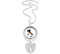 no/no Italy Map Outline Hello Honorifics Pendant Angel Wings Rotating Necklace Jewelry