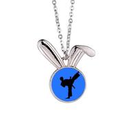 no/no Japanese Taekwondo Outline Martial Rabbit Necklace Pendant Bunny Animal Jewelry Gift