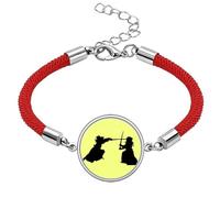 no/no Japanese Traditional Kendo Outline Lucky Red String Bracelet Rope Bracelet Handmade