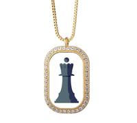 no/no King Chess Strategy Game Roy Monarch Necklace Pendant Diamond Crystal Golden Jewelry