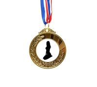 no/no Kneeling Position Hot Beautiful Woman Gold Award Winner Medal First Place Ribbon