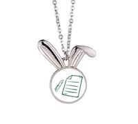 no/no Knowledge Classroom Paper Pen Writing Rabbit Necklace Pendant Bunny Animal Jewelry Gift