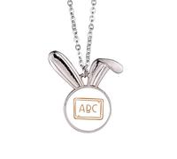 no/no Knowledge Display English Alphabet Blackboard Rabbit Necklace Pendant Bunny Animal Jewelry Gift