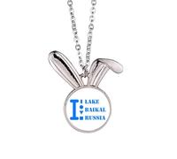 no/no Lake Baikal Russia Art Deco Fashion Rabbit Necklace Pendant Bunny Animal Jewelry Gift