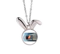 no/no Lake Boat Photography Art Deco Fashion Rabbit Necklace Pendant Bunny Animal Jewelry Gift
