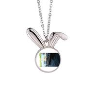 no/no Lake Chinese Style Boat Art Deco Fashion Rabbit Necklace Pendant Bunny Animal Jewelry Gift
