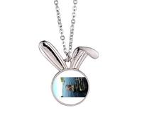 no/no Lake Fishing Boat Photography Rabbit Necklace Pendant Bunny Animal Jewelry Gift