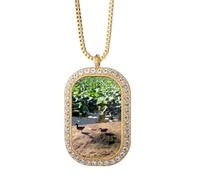 no/no Lake Lotus Summer Art Deco Fashion Necklace Pendant Diamond Crystal Golden Jewelry