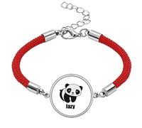 no/no Lazy Lovely Cartoon Panda Cat Fat Lucky Red String Bracelet Rope Bracelet Handmade