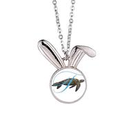 no/no Letters Turtles Roam Ocean Rabbit Necklace Pendant Bunny Animal Jewelry Gift