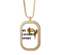 no/no Like Sports Fitness Balanced Taekwondo Necklace Pendant Diamond Crystal Golden Jewelry