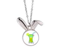 no/no Lime Scrawl Summer Drink Beverage Rabbit Necklace Pendant Bunny Animal Jewelry Gift
