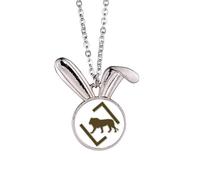 no/no Lion Center King Prey Art Deco Fashion Rabbit Necklace Pendant Bunny Animal Jewelry Gift