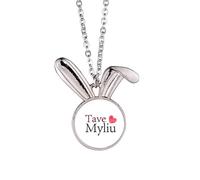 no/no Lithuanian Mandarin Tave Myliu Language Rabbit Necklace Pendant Bunny Animal Jewelry Gift