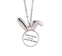 no/no Live By The Sun/Moon Art Deco Fashion Rabbit Necklace Pendant Bunny Animal Jewelry Gift