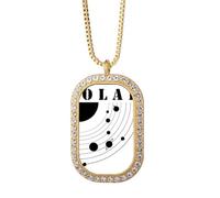 no/no Local Planetary Trajectories Solar System Necklace Pendant Diamond Crystal Golden Jewelry