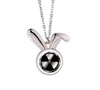 no/no Logo Black Background Radioactive Substances Warning Rabbit Necklace Pendant Bunny Animal Jewelry Gift