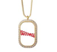 no/no Logo Danger Line Art Deco Fashion Necklace Pendant Diamond Crystal Golden Jewelry