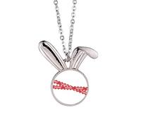 no/no Logo Danger Line Art Deco Fashion Rabbit Necklace Pendant Bunny Animal Jewelry Gift